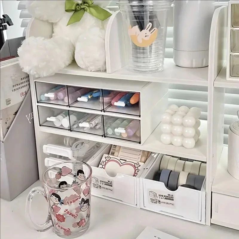 Double-Layer Stationery Organizer Office Desk Accessories Organizers Storage Desktop School Supplies Organizers Storage Shelf