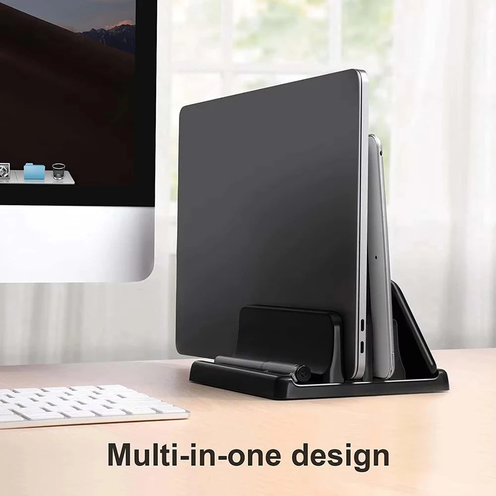 4 in 1 Office Laptop Stand Vertical Save Desktop Space Easy To Place Computer Accessories Scalable Width Office Desk Storage
