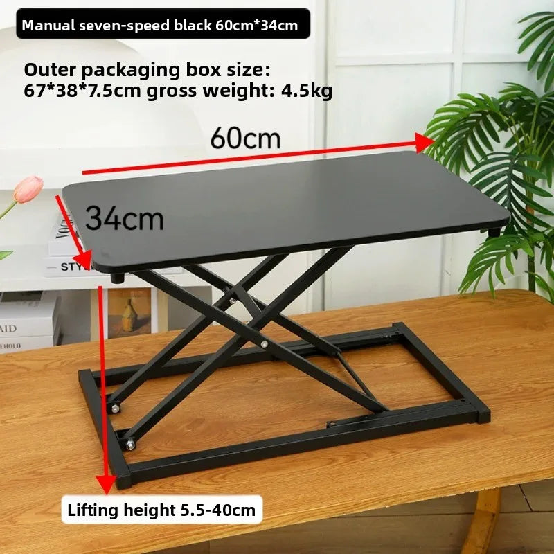 Manual Adjustable Laptop Stand Up Desk 7 Levels Ergonomic Standing Workstation for Home Office Notebook Computer Table