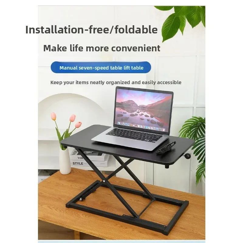 Manual Adjustable Laptop Stand Up Desk 7 Levels Ergonomic Standing Workstation for Home Office Notebook Computer Table