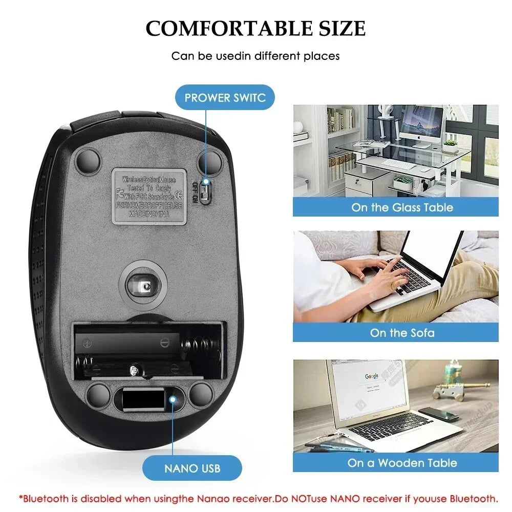 2.4G Portable Wireless Mouse Ergonomics Mouse Mobile Optical Office Mouse Adjustable 1600DPI Levels for Notebook Laptop MacBook