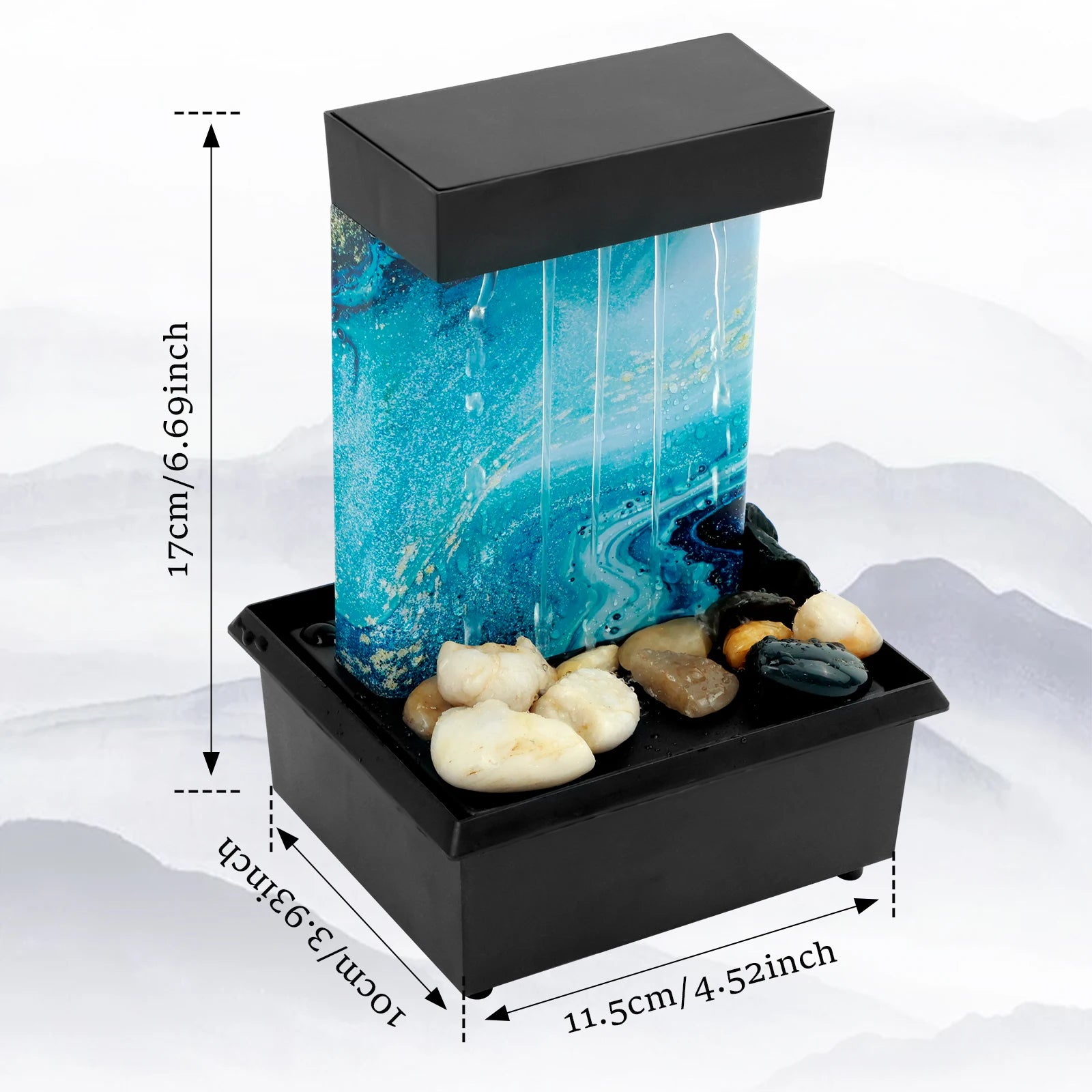 Tabletop Waterfall Home Decor Relaxation Meditation Desktop Fountain with Soft Lights Flowing Water Ornaments Mother's Day Gifts