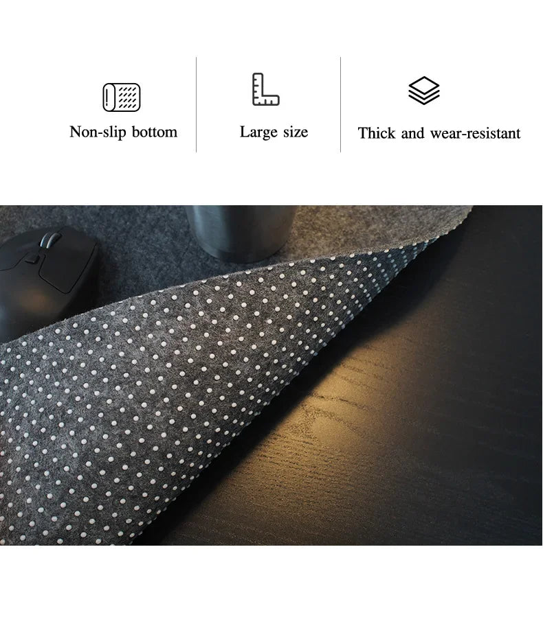Soft Breathable Large Computer Desk Mat Wool Felt Laptop Anti-Slip Mats Gamer Mouse Pad Simple and Comfortable for Cold Weather