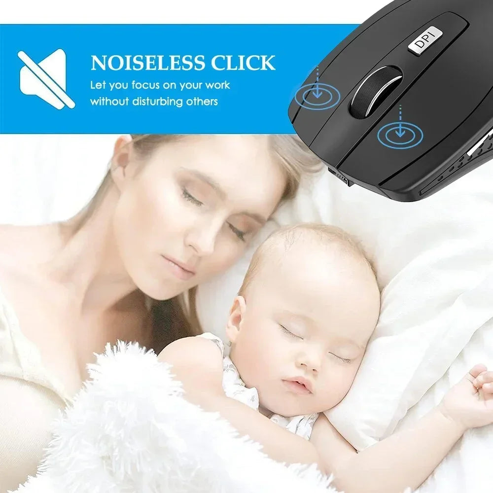 2.4G Portable Wireless Mouse Ergonomics Mouse Mobile Optical Office Mouse Adjustable 1600DPI Levels for Notebook Laptop MacBook