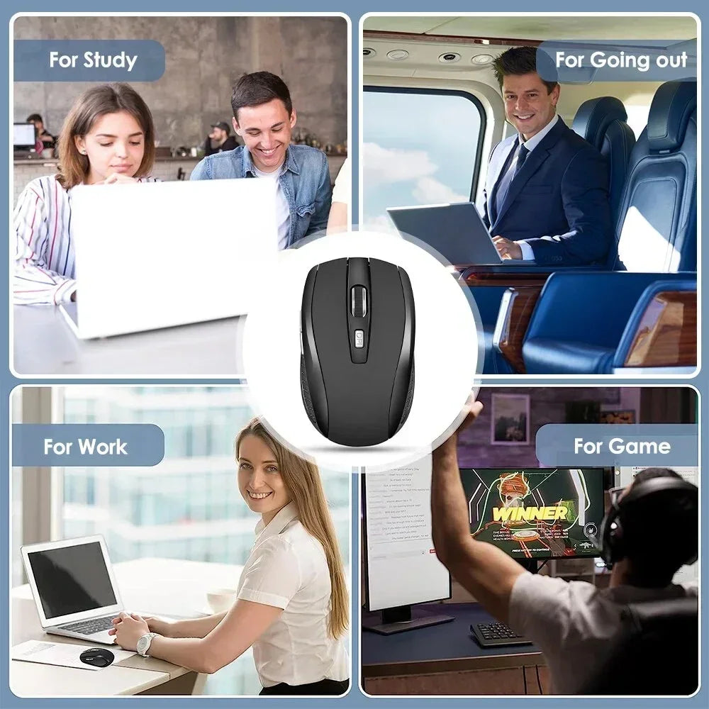2.4G Portable Wireless Mouse Ergonomics Mouse Mobile Optical Office Mouse Adjustable 1600DPI Levels for Notebook Laptop MacBook