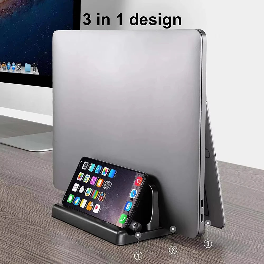 4 in 1 Office Laptop Stand Vertical Save Desktop Space Easy To Place Computer Accessories Scalable Width Office Desk Storage