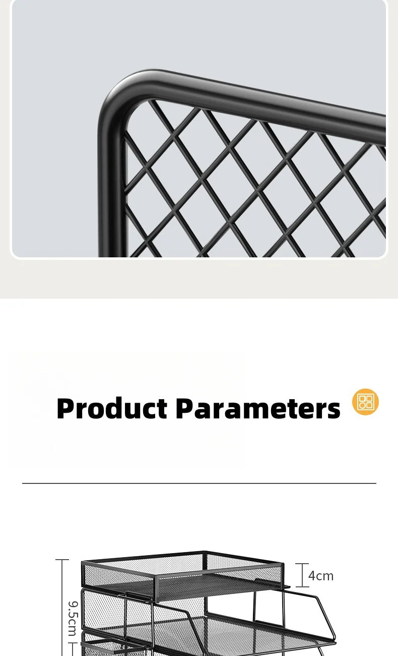 Office A4 Paper Desk Organizer Document File Letter Book Brochure Filling Tray Rack Shelf Carrier Metal Wire Mesh Storage Holder
