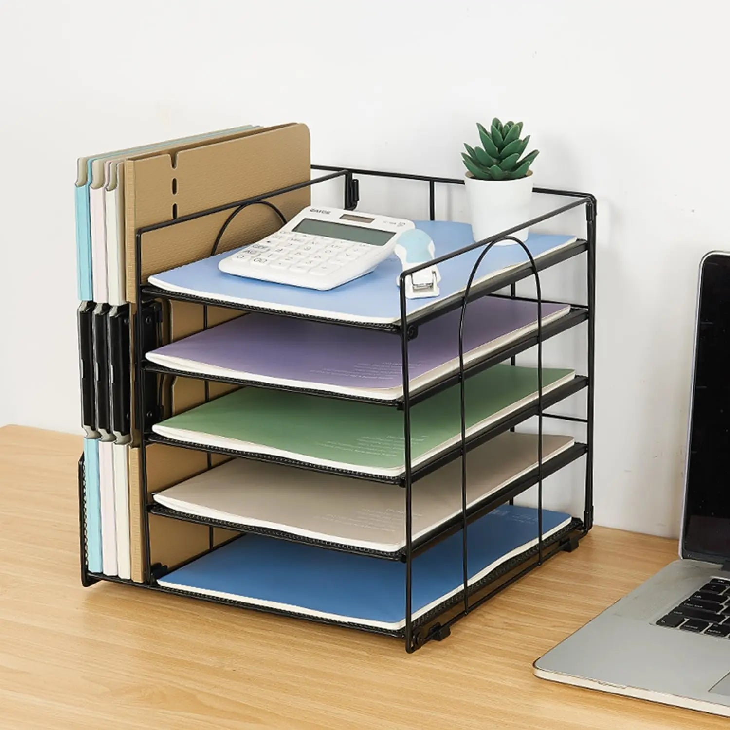 5-Tier Multi-Layer File Rack Office Desktop Document Organizer Storage Box File Holder Archive Rack Essential Office Supplies