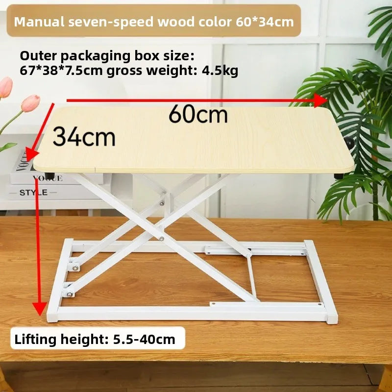 Manual Adjustable Laptop Stand Up Desk 7 Levels Ergonomic Standing Workstation for Home Office Notebook Computer Table