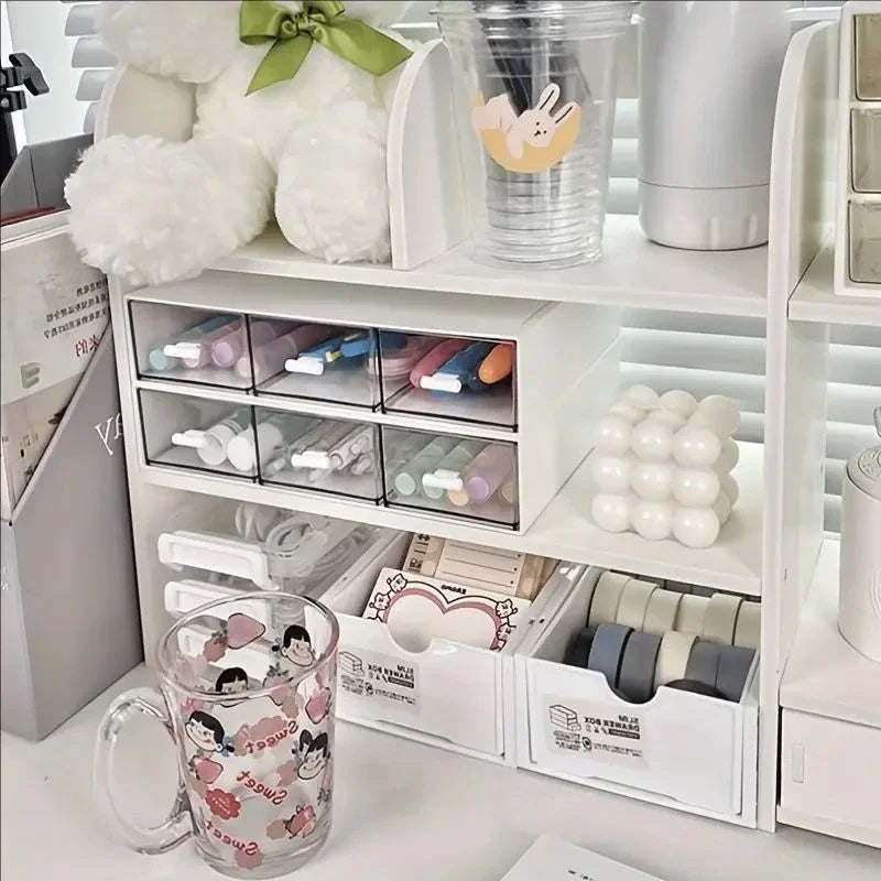 Double-Layer Stationery Organizer Office Desk Accessories Organizers Storage Desktop School Supplies Organizers Storage Shelf
