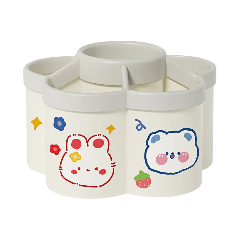 Large Capacity Desk Accessories 306 ° Rotation Cute Pen Holder Stationery Organizer Pencil Storage Office School Supplies