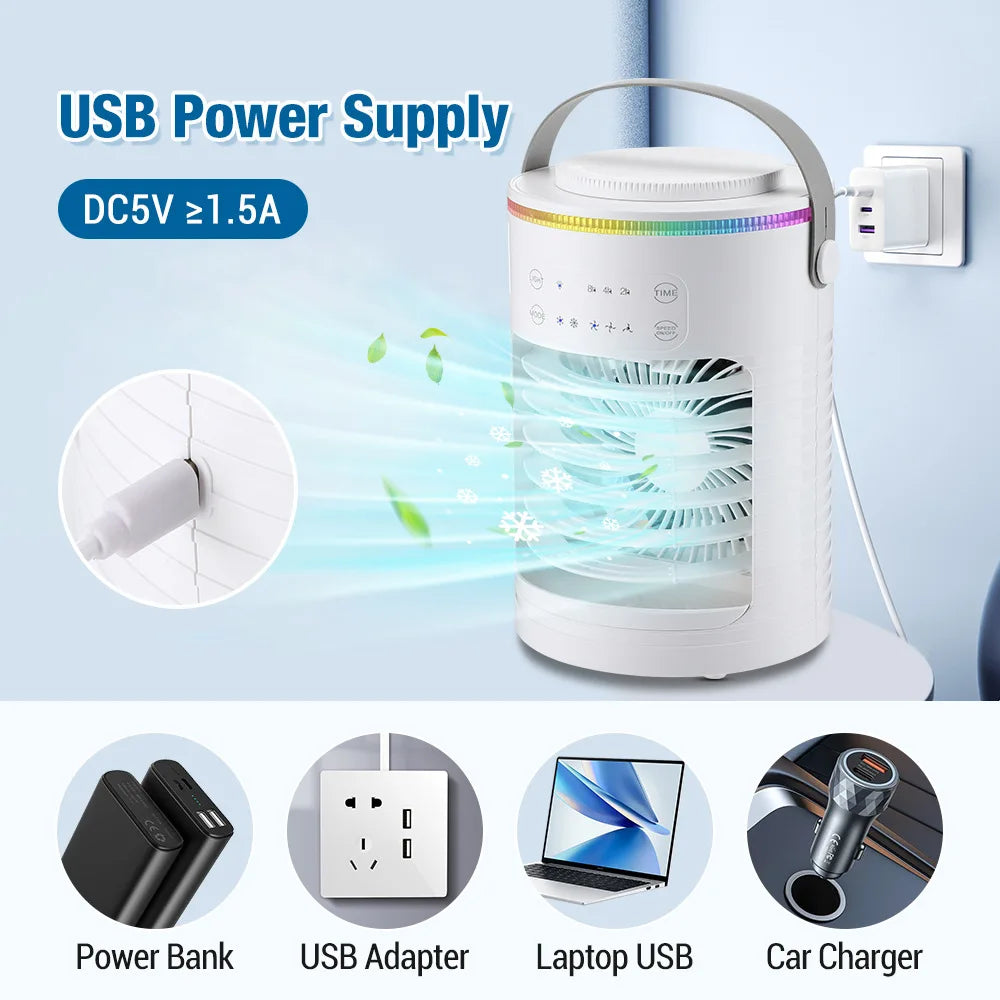 New Desktop Cooling Fan USB Office Home Desktop Spray Water Cooling Fan Mini Air Conditioner Fan