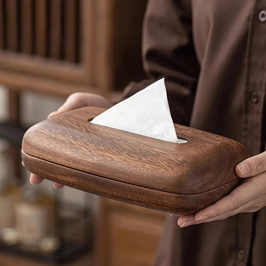 Vintage Style Wood Tissue Box Desktop Tissue Case Office Bedside Table Decoration Storage Box Kitchens Accessories