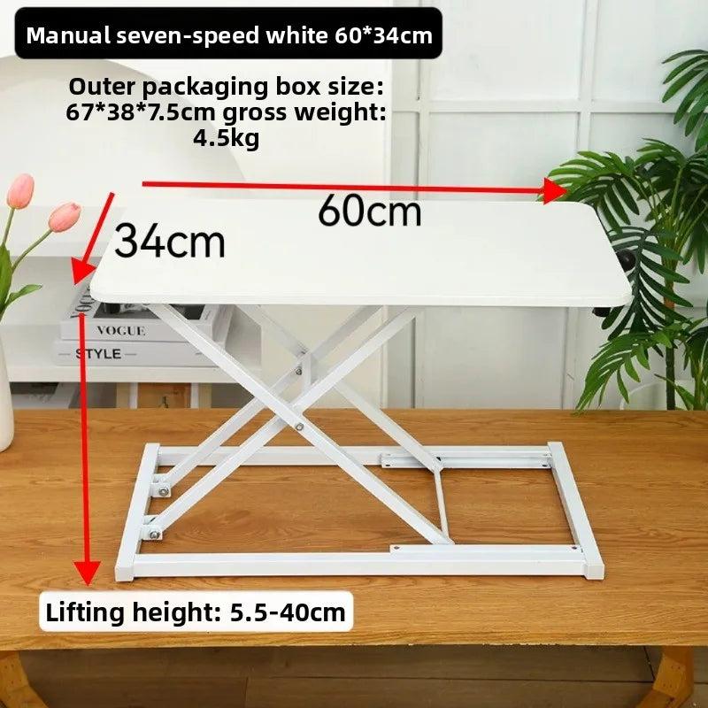 Manual Adjustable Laptop Stand Up Desk 7 Levels Ergonomic Standing Workstation for Home Office Notebook Computer Table