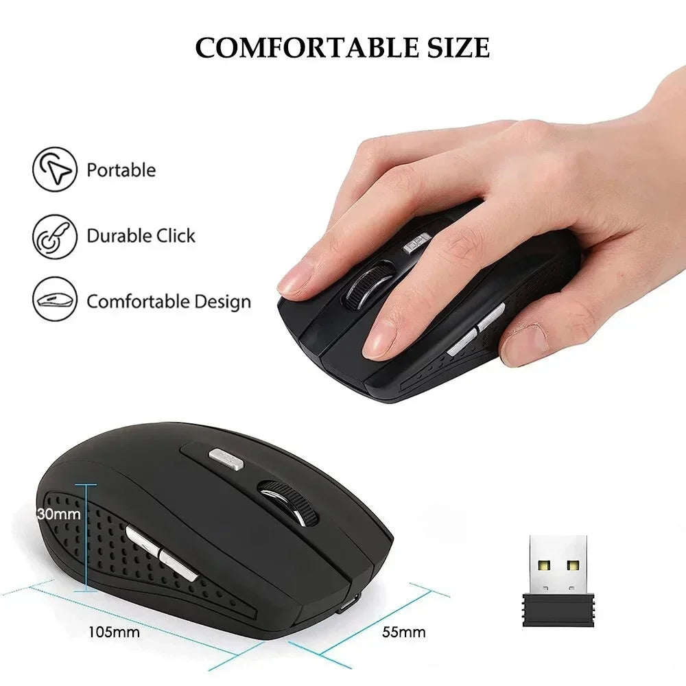 2.4G Portable Wireless Mouse Ergonomics Mouse Mobile Optical Office Mouse Adjustable 1600DPI Levels for Notebook Laptop MacBook