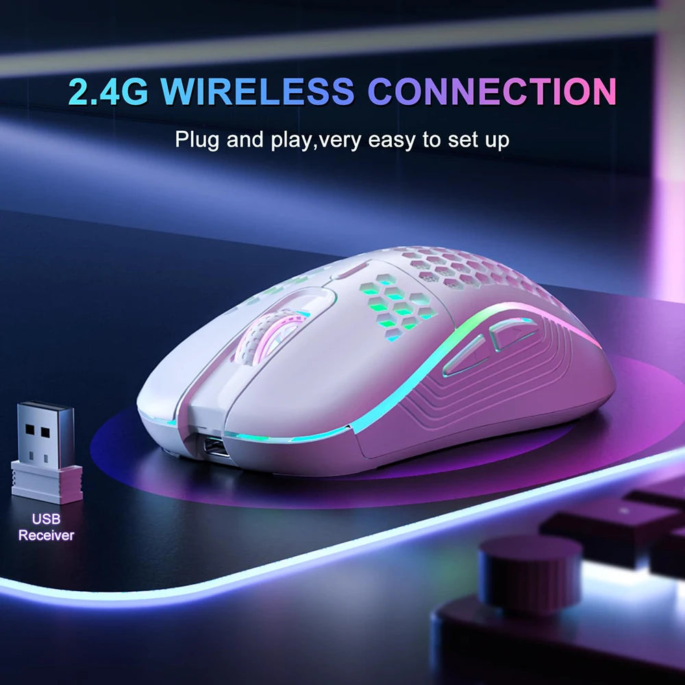 Office Supplies 2.4G Wireless Gaming Mouse RGB Lighting Charging Mouse with Adjustable DPI Ergonomic Design for Desktop Laptop