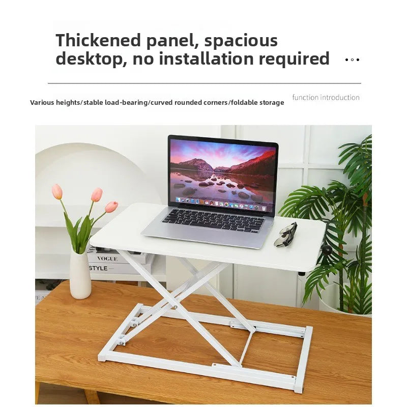 Manual Adjustable Laptop Stand Up Desk 7 Levels Ergonomic Standing Workstation for Home Office Notebook Computer Table