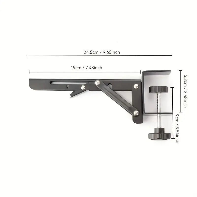 Desk Extender Tray, Foldable Arm/Wrist Rest, Clamp-on 90° Elbow Support for Office/Home, Durable & Easy Install