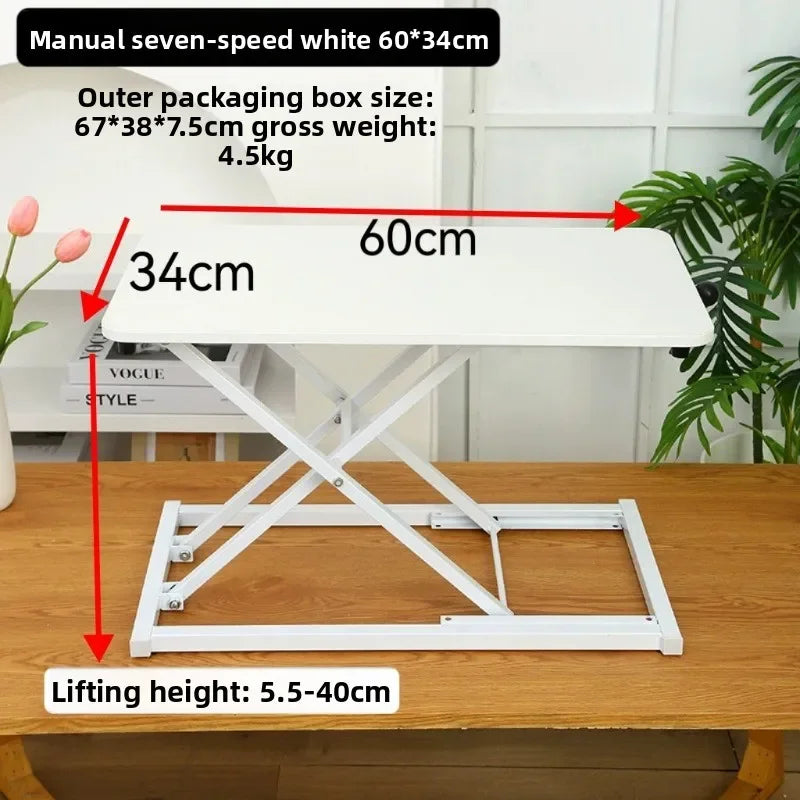 Manual Adjustable Laptop Stand Up Desk 7 Levels Ergonomic Standing Workstation for Home Office Notebook Computer Table