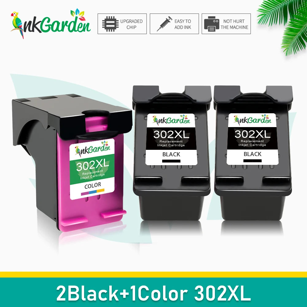InkGarden 302 XL Ink Cartridge For HP 302XL HP302 Remanufactured Officejet 3830 3831 3832 3833 3834 4650 Envy 4510 4511 Printer