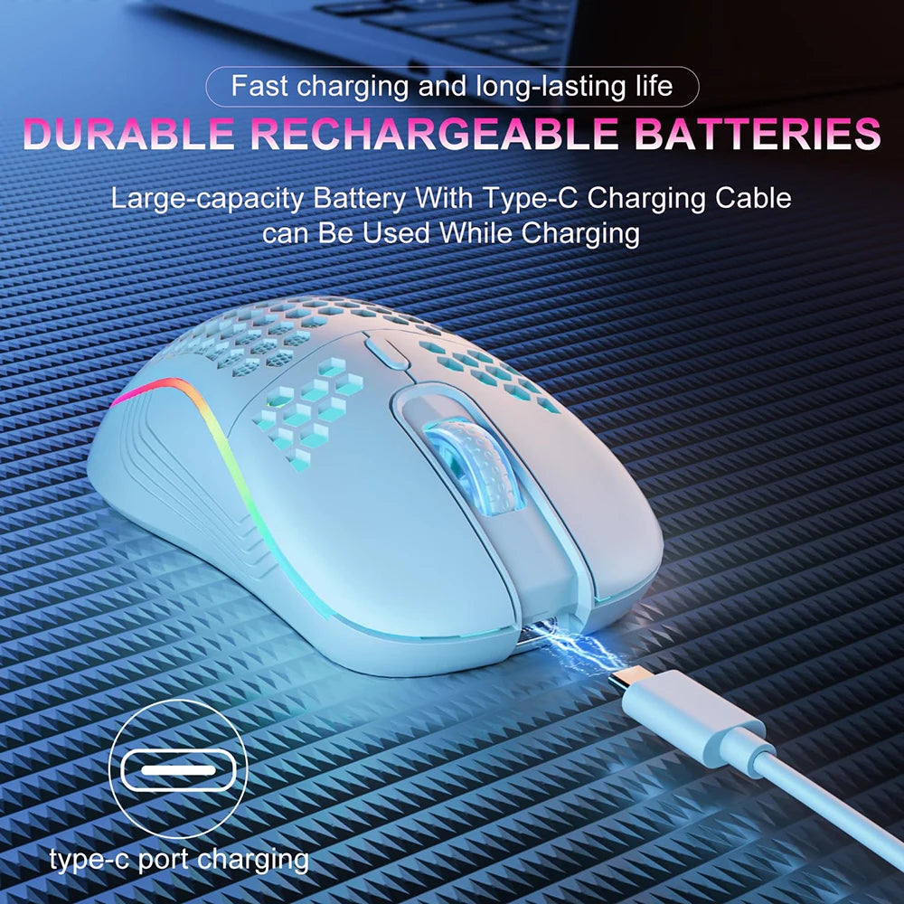 Office Supplies 2.4G Wireless Gaming Mouse RGB Lighting Charging Mouse with Adjustable DPI Ergonomic Design for Desktop Laptop