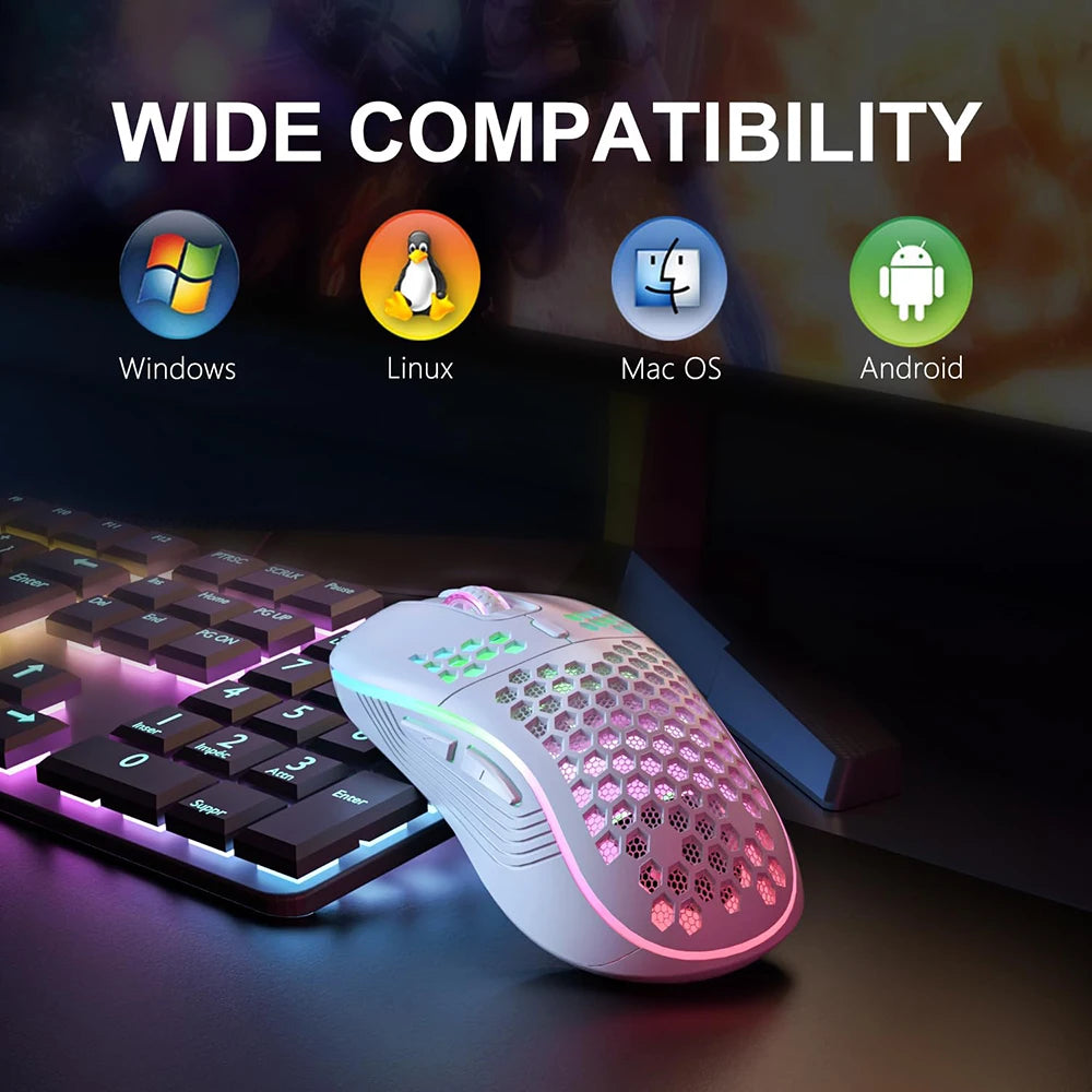 Office Supplies 2.4G Wireless Gaming Mouse RGB Lighting Charging Mouse with Adjustable DPI Ergonomic Design for Desktop Laptop